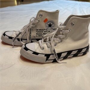 Off-White White and Black High-Top Sneakers